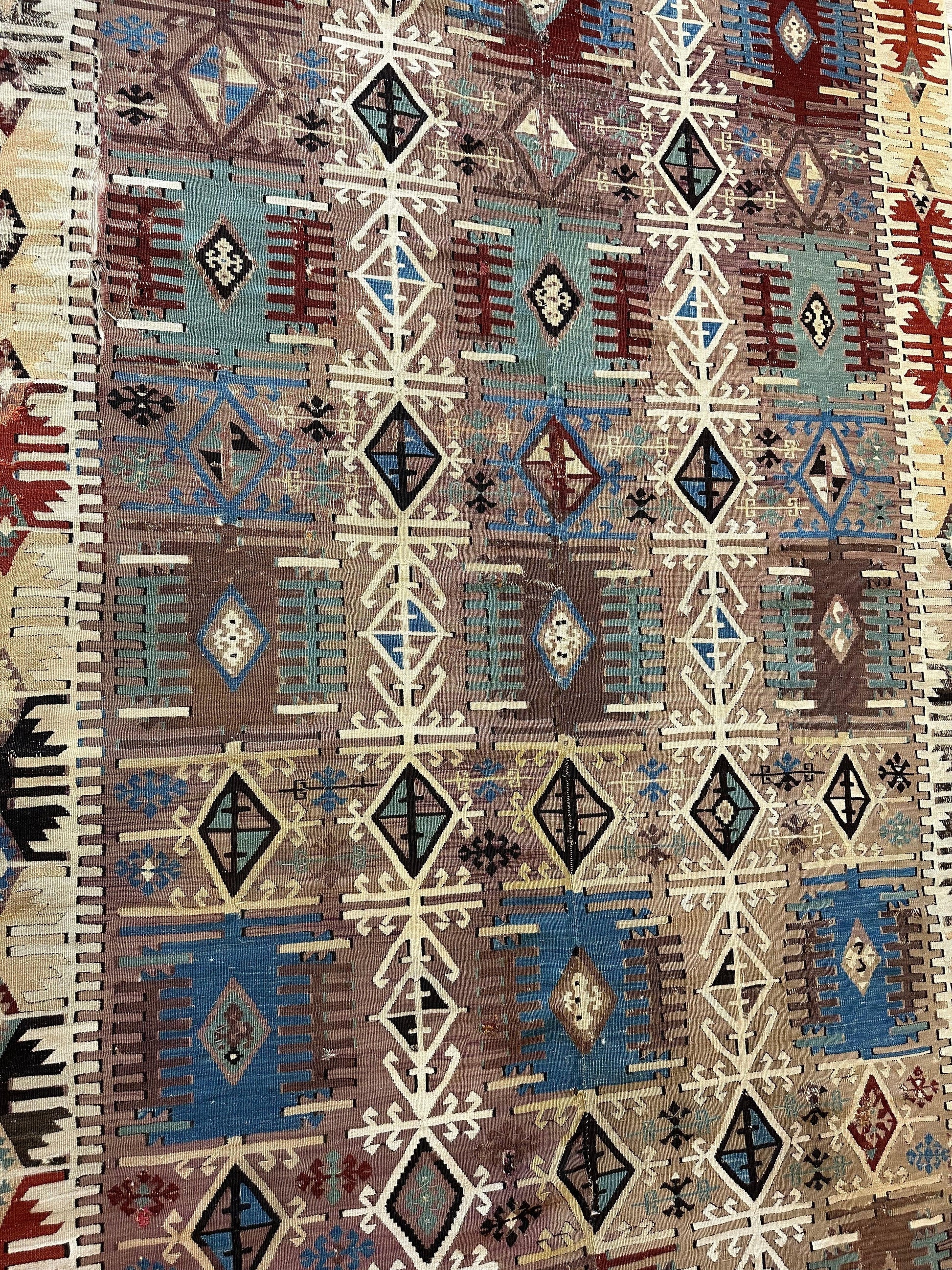 Reyhanli Anatolian 19th C Antique One Of A Kind Kilim Rug 5’ x 8’3” - Tampa Home & Garden Store