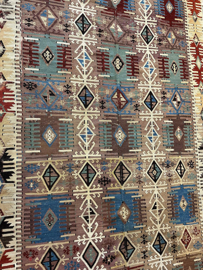 Reyhanli Anatolian 19th C Antique One Of A Kind Kilim Rug 5’ x 8’3” - Tampa Home & Garden Store
