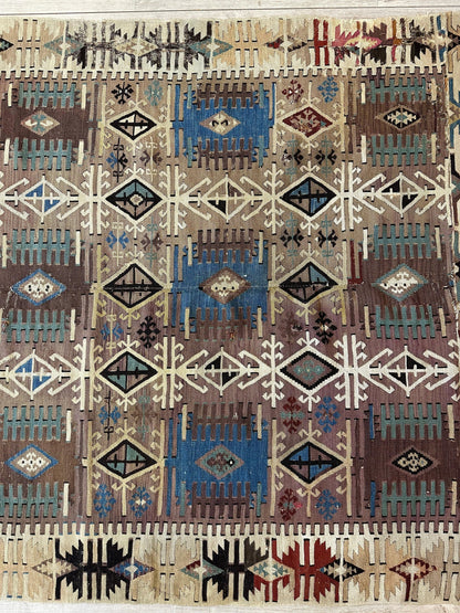 Reyhanli Anatolian 19th C Antique One Of A Kind Kilim Rug 5’ x 8’3” - Tampa Home & Garden Store