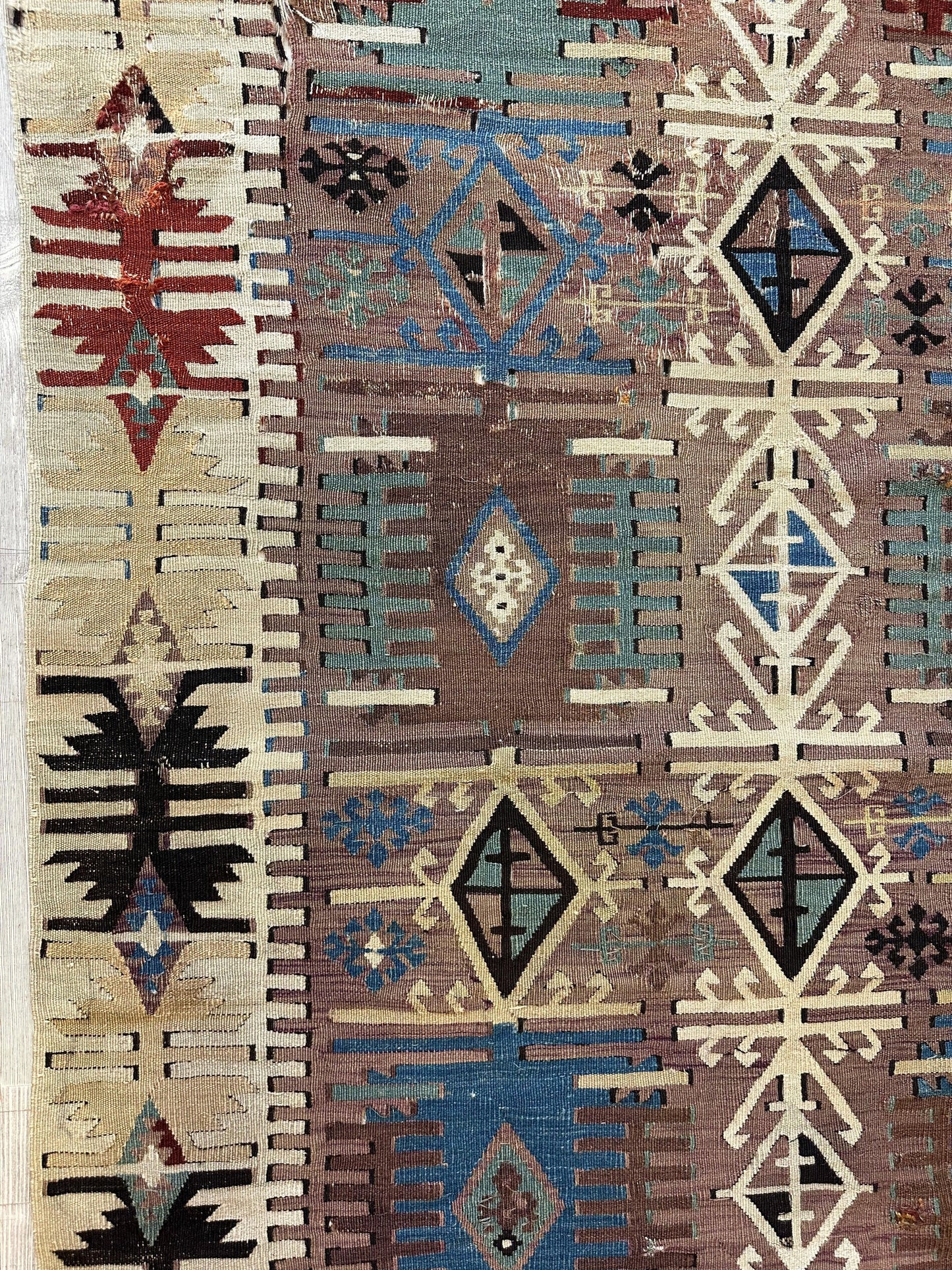 Reyhanli Anatolian 19th C Antique One Of A Kind Kilim Rug 5’ x 8’3” - Tampa Home & Garden Store
