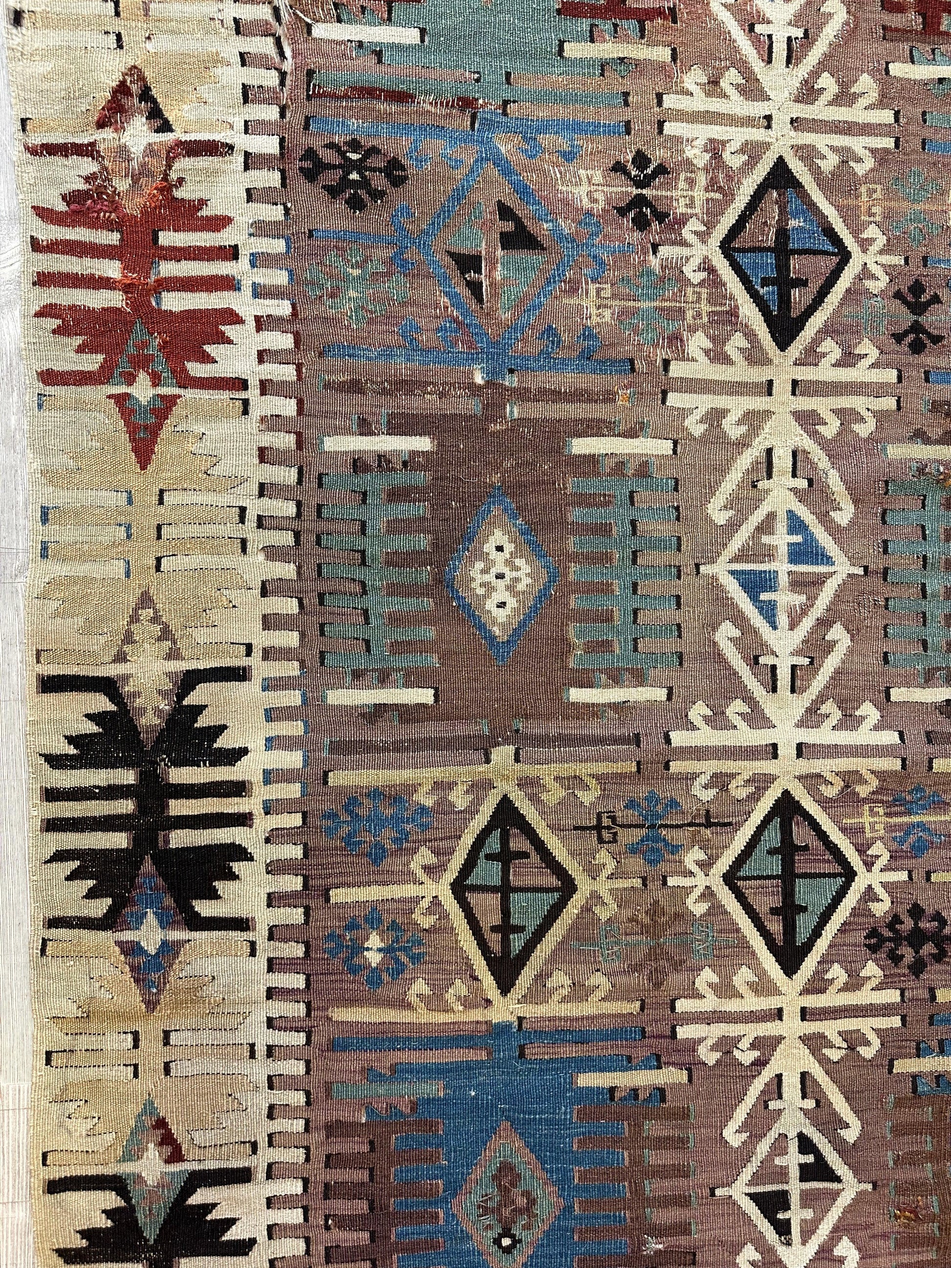 Reyhanli Anatolian 19th C Antique One Of A Kind Kilim Rug 5’ x 8’3” - Tampa Home & Garden Store
