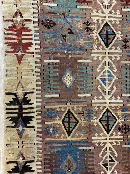 Reyhanli Anatolian 19th C Antique One Of A Kind Kilim Rug 5’ x 8’3” - Tampa Home & Garden Store