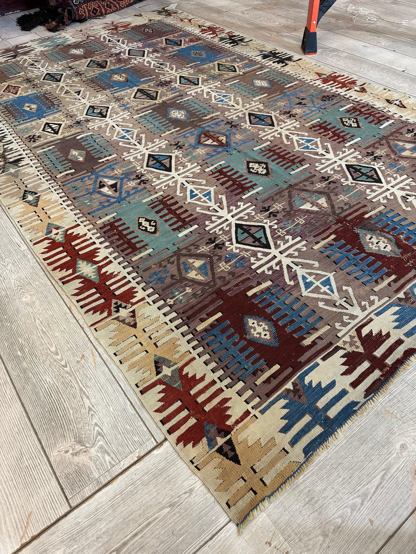 Reyhanli Anatolian 19th C Antique One Of A Kind Kilim Rug 5’ x 8’3” - Tampa Home & Garden Store