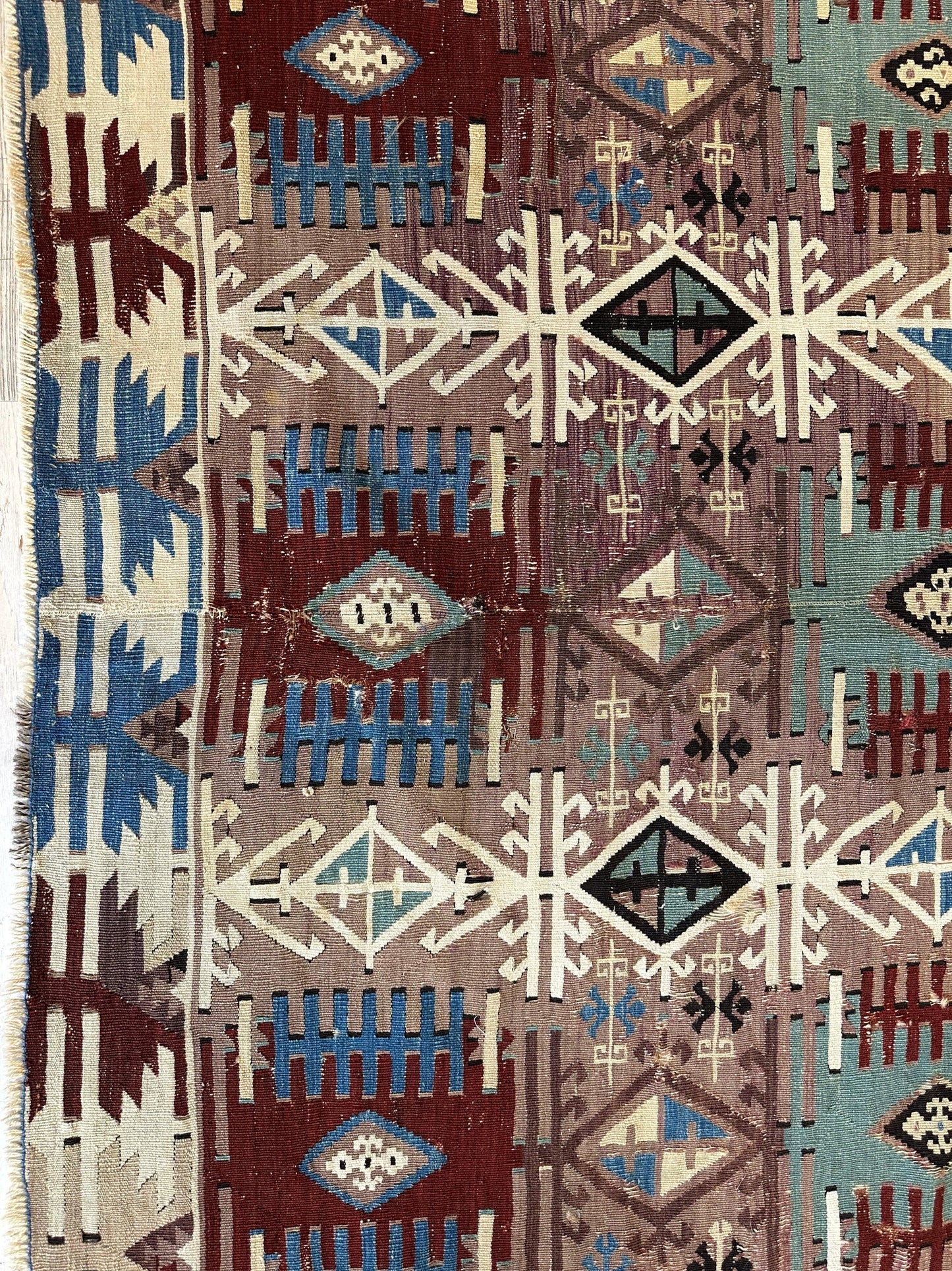 Reyhanli Anatolian 19th C Antique One Of A Kind Kilim Rug 5’ x 8’3” - Tampa Home & Garden Store