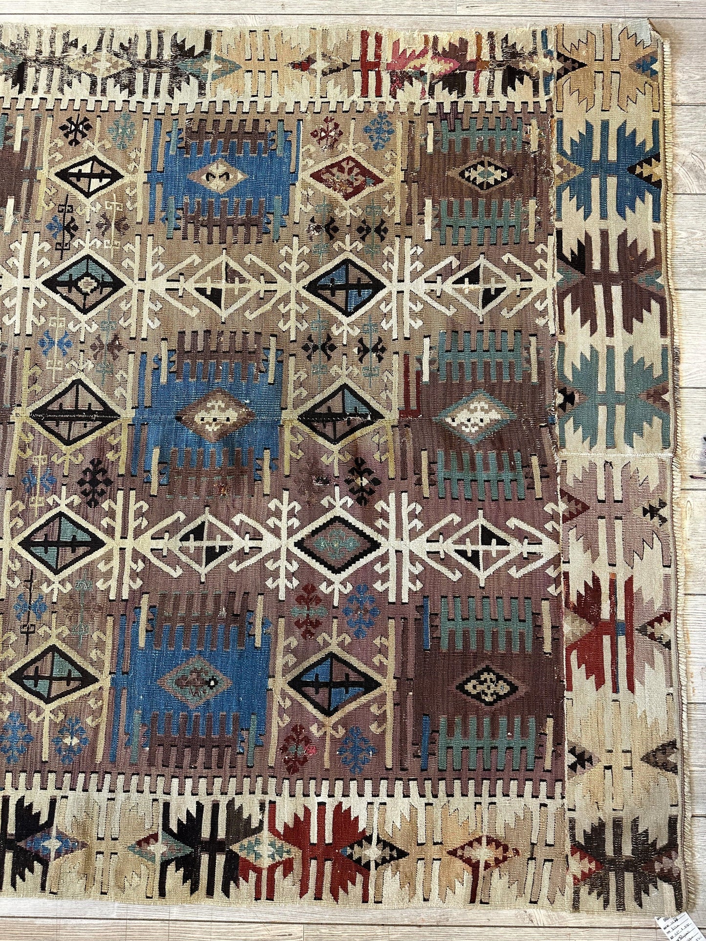 Reyhanli Anatolian 19th C Antique One Of A Kind Kilim Rug 5’ x 8’3” - Tampa Home & Garden Store