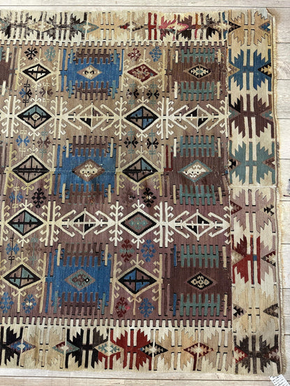 Reyhanli Anatolian 19th C Antique One Of A Kind Kilim Rug 5’ x 8’3” - Tampa Home & Garden Store