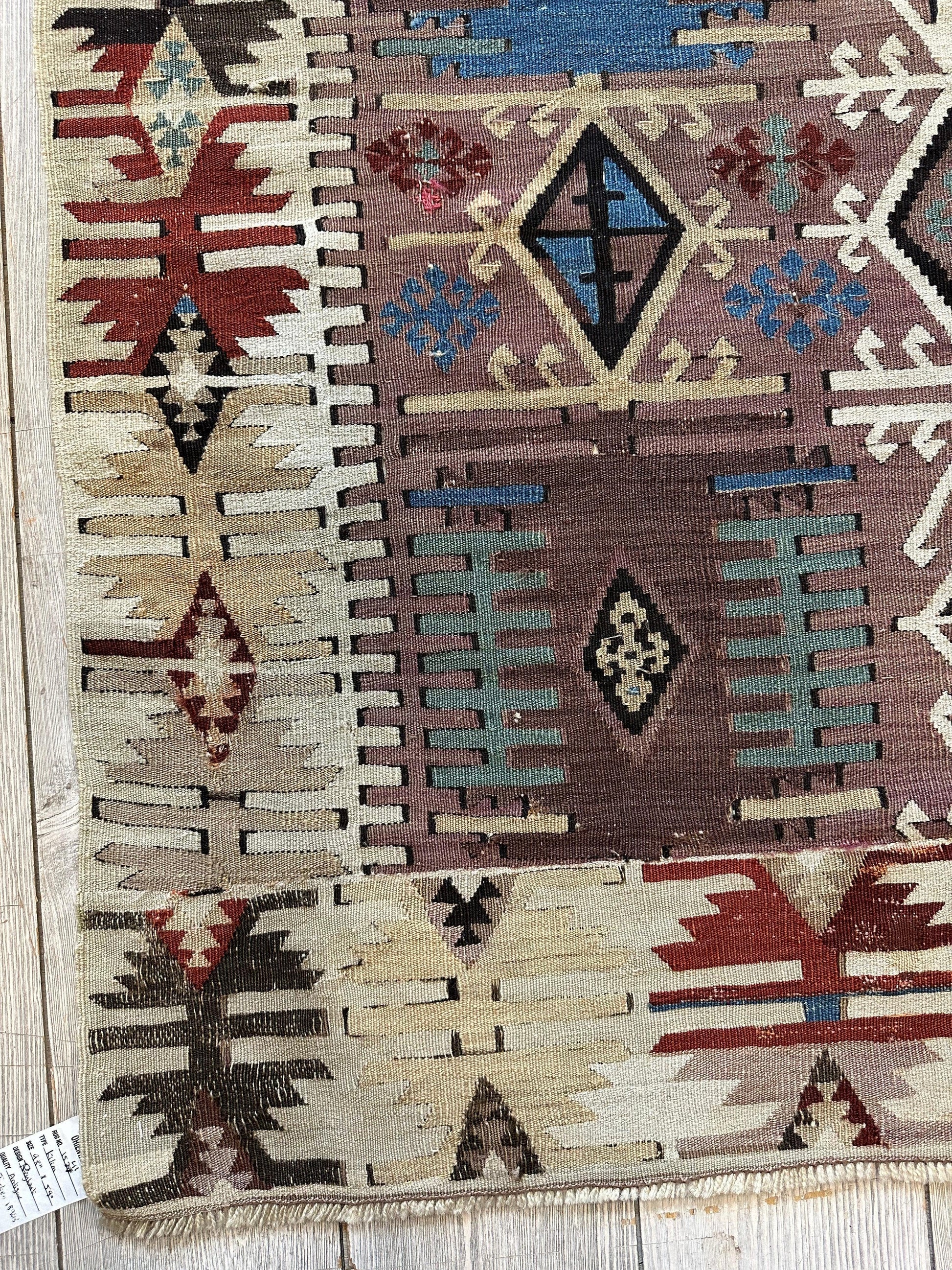 Reyhanli Anatolian 19th C Antique One Of A Kind Kilim Rug 5’ x 8’3” - Tampa Home & Garden Store