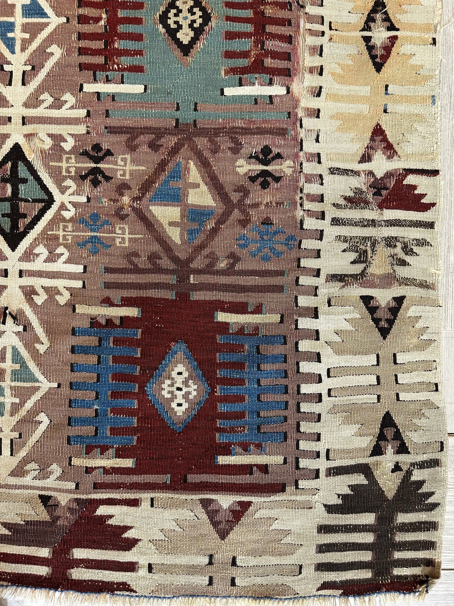 Reyhanli Anatolian 19th C Antique One Of A Kind Kilim Rug 5’ x 8’3” - Tampa Home & Garden Store