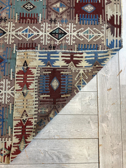 Reyhanli Anatolian 19th C Antique One Of A Kind Kilim Rug 5’ x 8’3” - Tampa Home & Garden Store