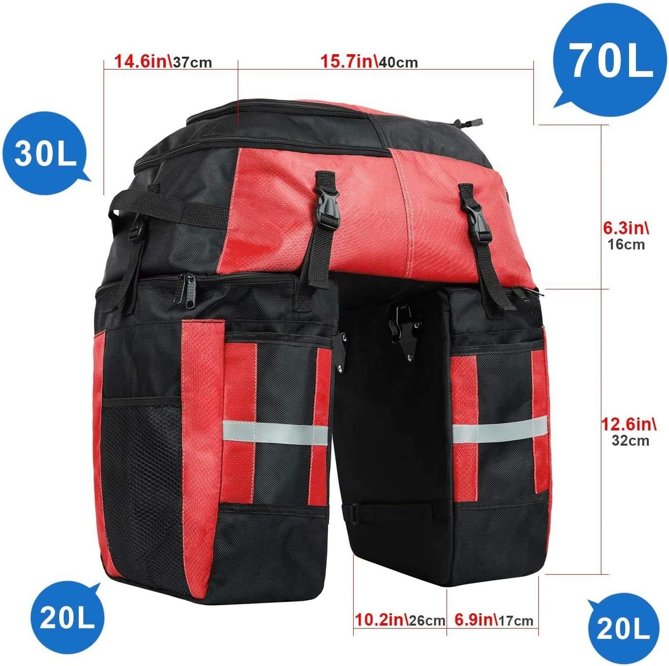 Rhinowalk 3 in 1 Pannier Bag Bicycle Rack Trunks Rear Seat Multifuction Bike Rack Bag 70L - Tampa Home & Garden Store