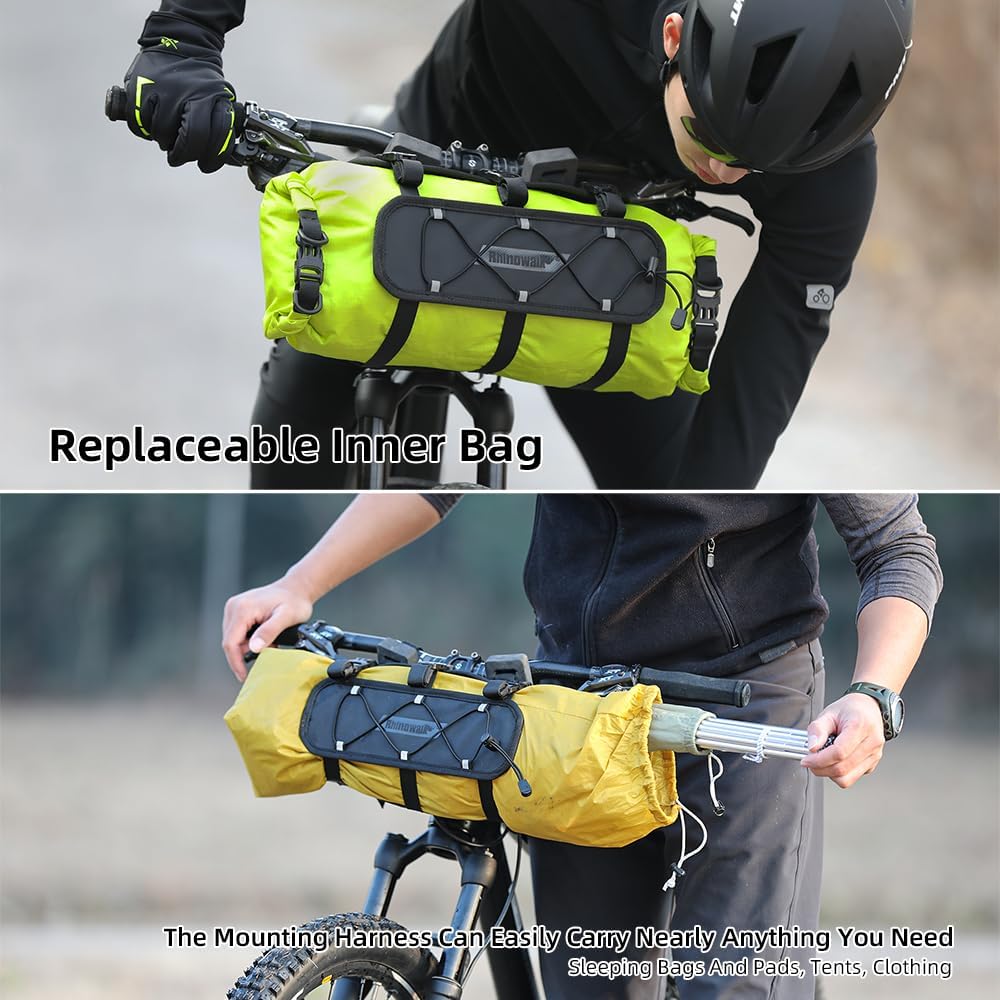 Rhinowalk Handlebar Bag Bicycle Front Bag Lightweight Waterproof Roll Bag 12L with Shoulder Strap RK9300 - Tampa Home & Garden Store