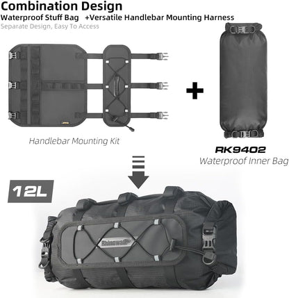 Rhinowalk Handlebar Bag Bicycle Front Bag Lightweight Waterproof Roll Bag 12L with Shoulder Strap RK9300 - Tampa Home & Garden Store