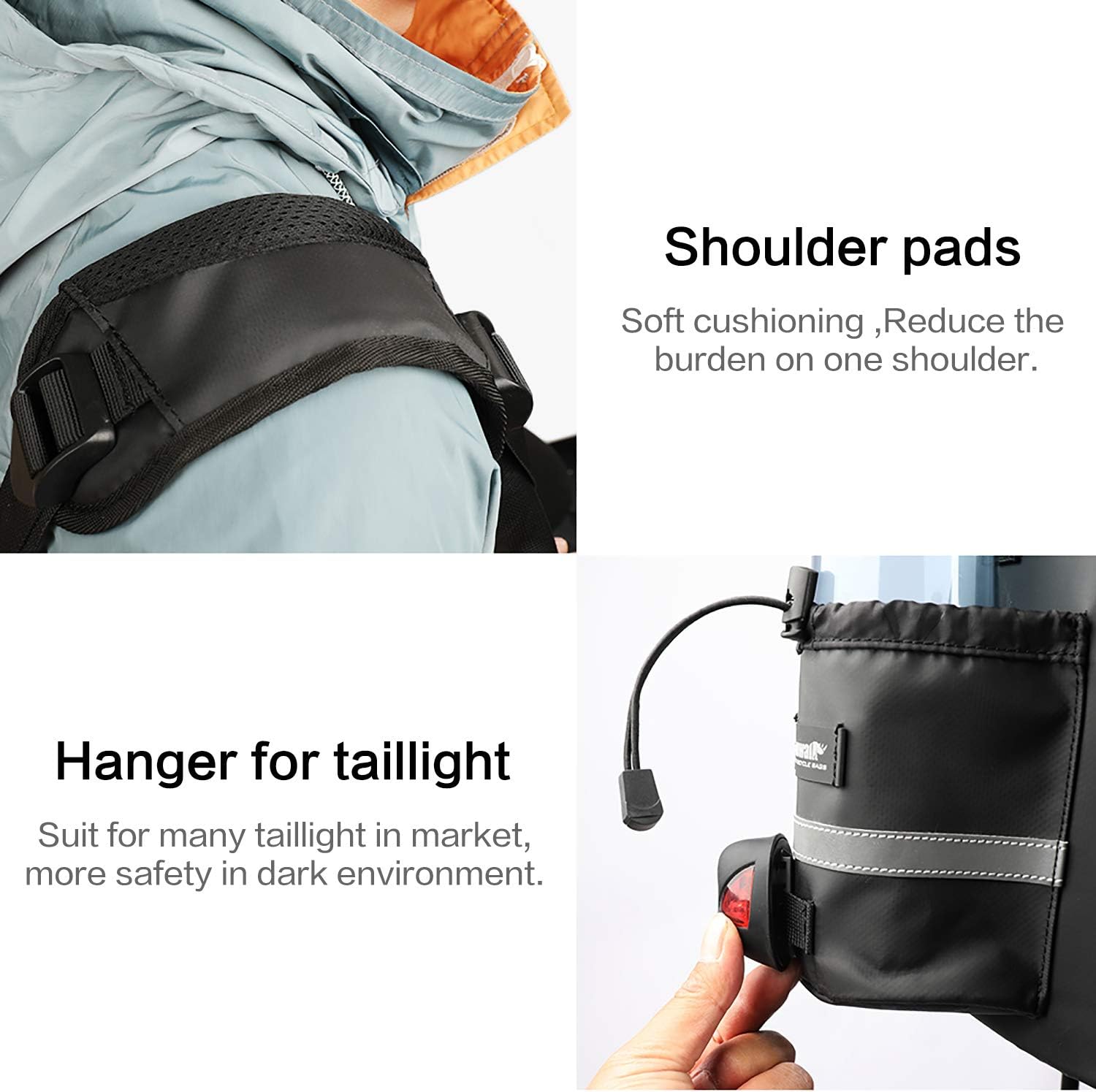 Rhinowalk Trunk Bag Bike Pannier Bag 17L for Bicycle Cargo Rack Saddle Bag Shoulder Bag Laptop Pannier Rack RK19666 17L - Tampa Home & Garden Store