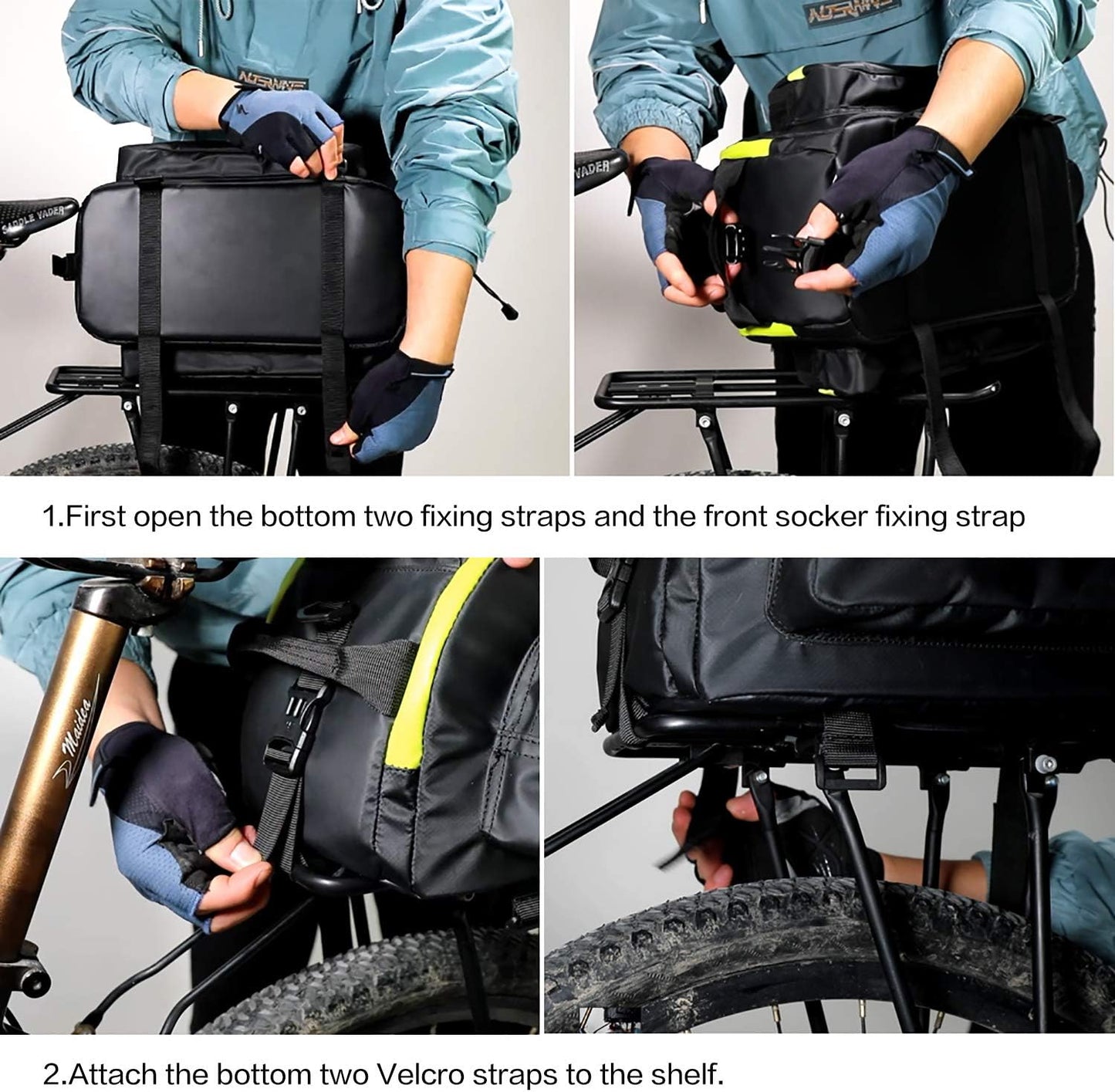 Rhinowalk Trunk Bag Bike Pannier Bag 17L for Bicycle Cargo Rack Saddle Bag Shoulder Bag Laptop Pannier Rack RK19666 17L - Tampa Home & Garden Store
