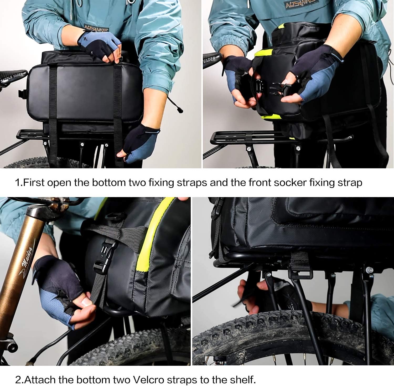 Rhinowalk Trunk Bag Bike Pannier Bag 17L for Bicycle Cargo Rack Saddle Bag Shoulder Bag Laptop Pannier Rack RK19666 17L - Tampa Home & Garden Store