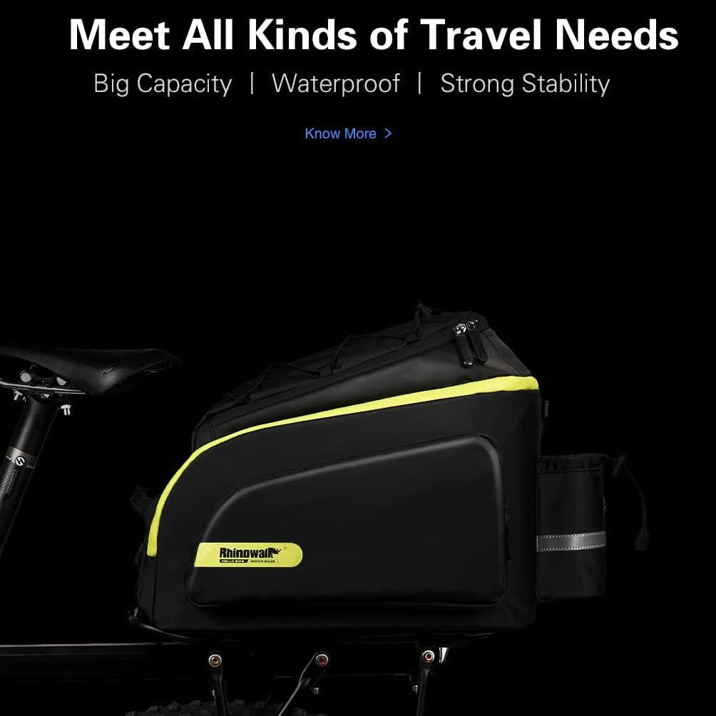 Rhinowalk Trunk Bag Bike Pannier Bag 17L for Bicycle Cargo Rack Saddle Bag Shoulder Bag Laptop Pannier Rack RK19666 17L - Tampa Home & Garden Store