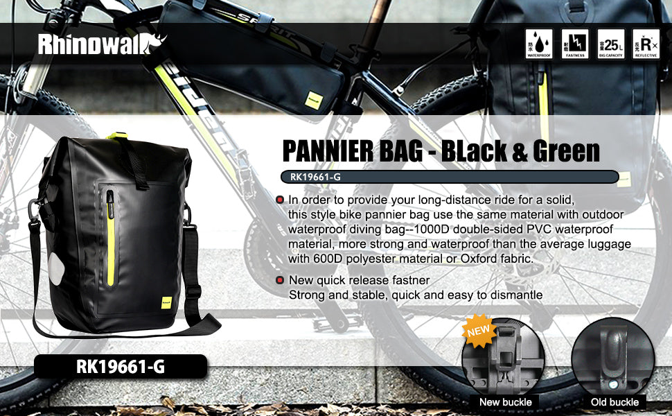 Rhinowalk Waterproof Bike Pannier Bag,(for Bicycle Cargo Rack Saddle Bag Shoulder Bag-RK19661 25L - Tampa Home & Garden Store