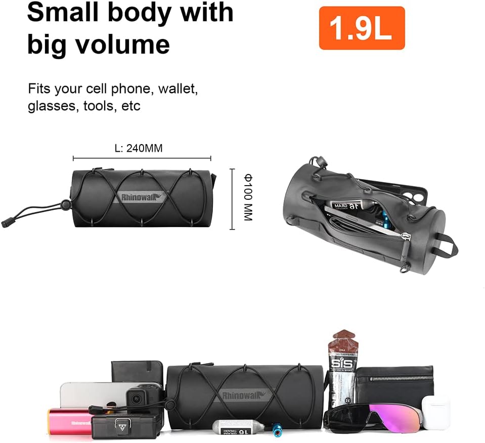 Rhinowalk Waterproof Handlebar Bag RK9109-1.9L, Front Bag Storage Bag with Shoulder Strap - Tampa Home & Garden Store