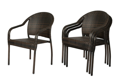 Rhodos Cafe mocha wicker stacking chairs set of 4 dining chairs Fire Sense/Balkene Home on Tampa Home & Garden Store