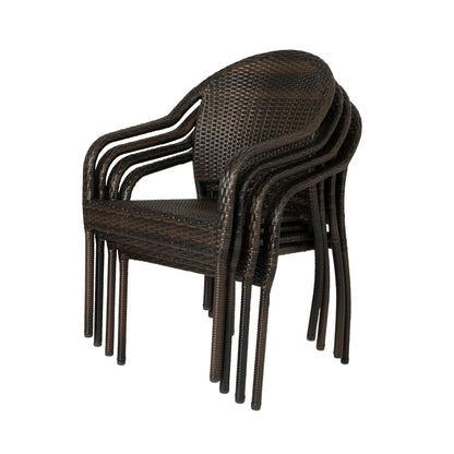 Rhodos Cafe stacking chairs mocha all-weather wicker set of 4 for outdoor kitchen & dining by Fire Sense on Tampa Home & Garden Store