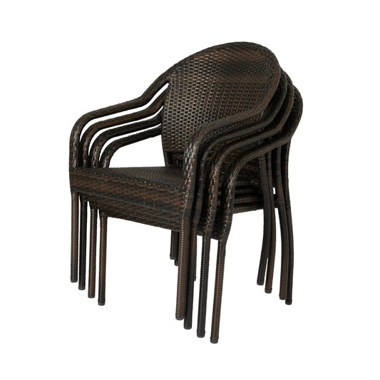 Rhodos Cafe stacking chairs mocha all-weather wicker set of 4 for outdoor kitchen & dining by Fire Sense on Tampa Home & Garden Store