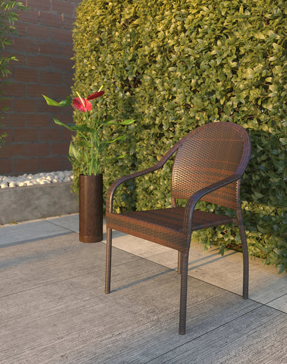 Rhodos Cafe stacking chairs in mocha all-weather 4-pack outdoor chairs Fire Sense/Balkene Home on Tampa Home & Garden Store