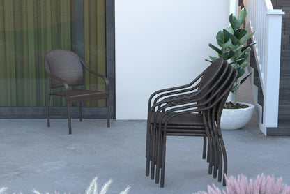 Rhodos Cafe Stacking Chairs mocha all-weather wicker, set of 4, outdoor dining chairs on Tampa Home & Garden Store