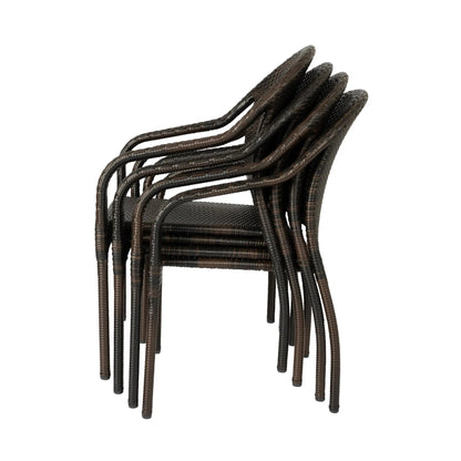 Rhodos Cafe stacking chairs mocha all-weather wicker set of 4 on Tampa Home & Garden Store