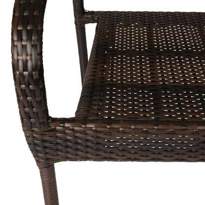 Rhodos Cafe stacking chairs mocha all-weather wicker close-up weave set of 4 on Tampa Home & Garden Store
