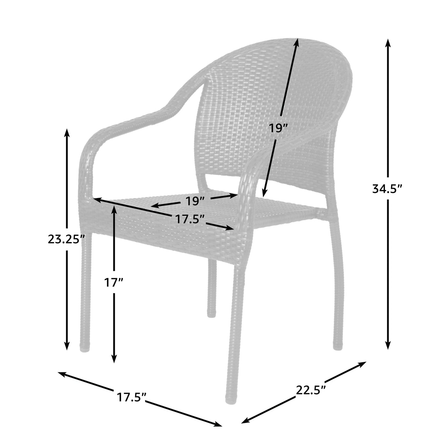 Rhodos Cafe stacking chairs mocha all-weather wicker set of 4 outdoor dining chairs on Tampa Home & Garden Store