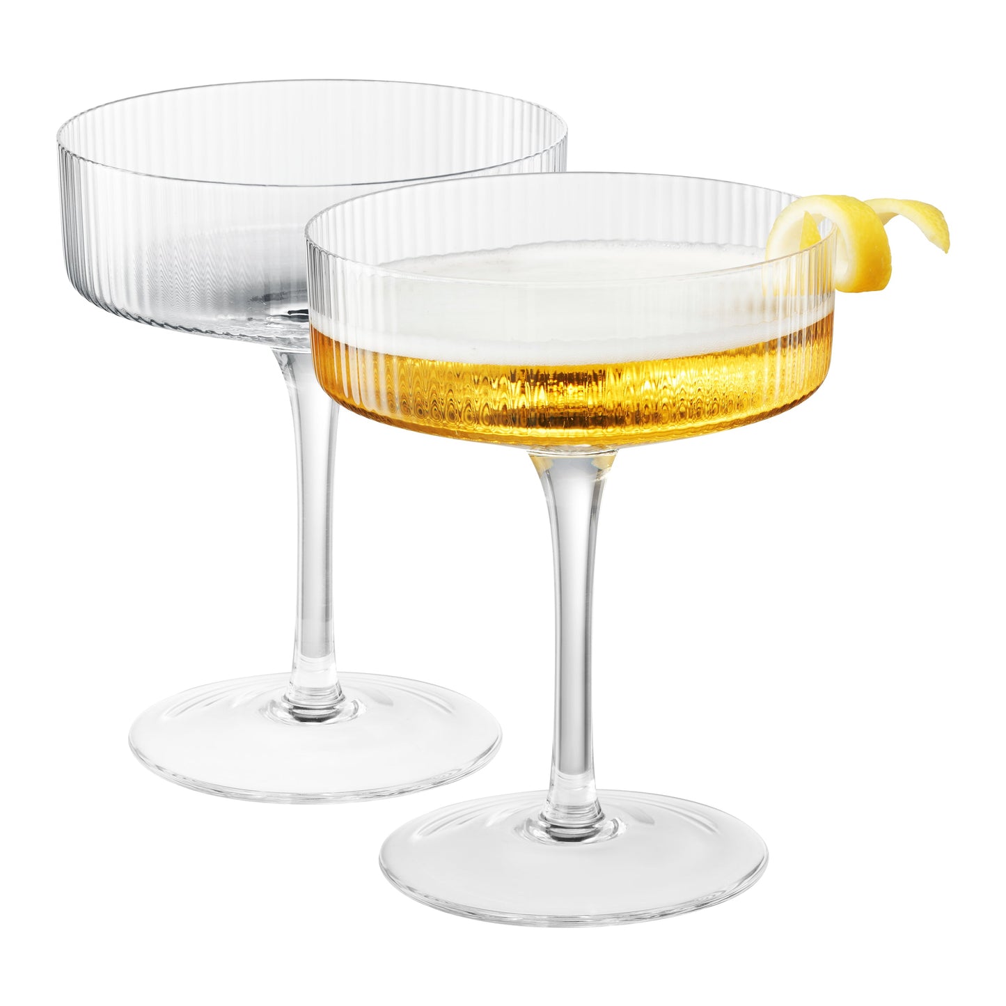 Como Ribbed Champagne Coupe Glass Set of 2