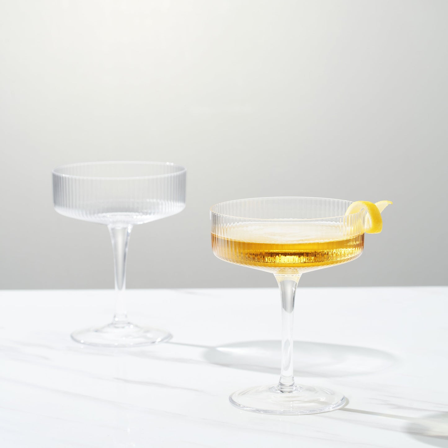 Como Ribbed Champagne Coupe Glass Set of 2