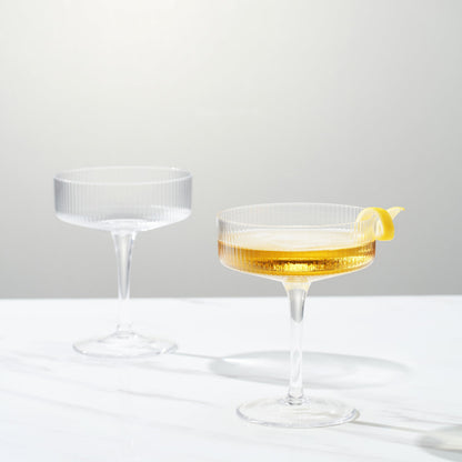 Como Ribbed Champagne Coupe Glass Set of 2