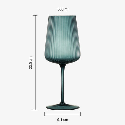 Tonal Ribbed Stemmed Wine Glassware Set of Six