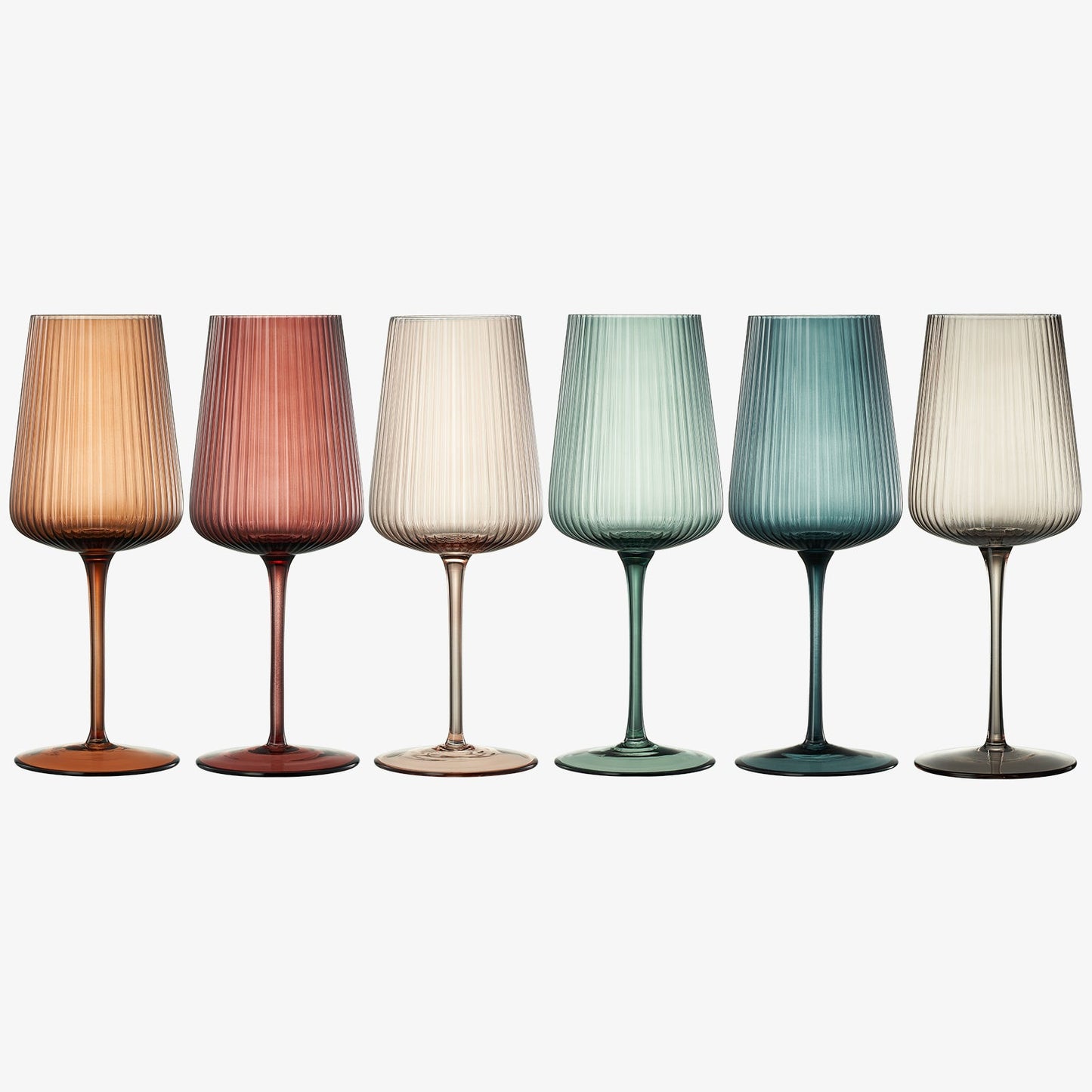 Tonal Ribbed Stemmed Wine Glassware Set of Six