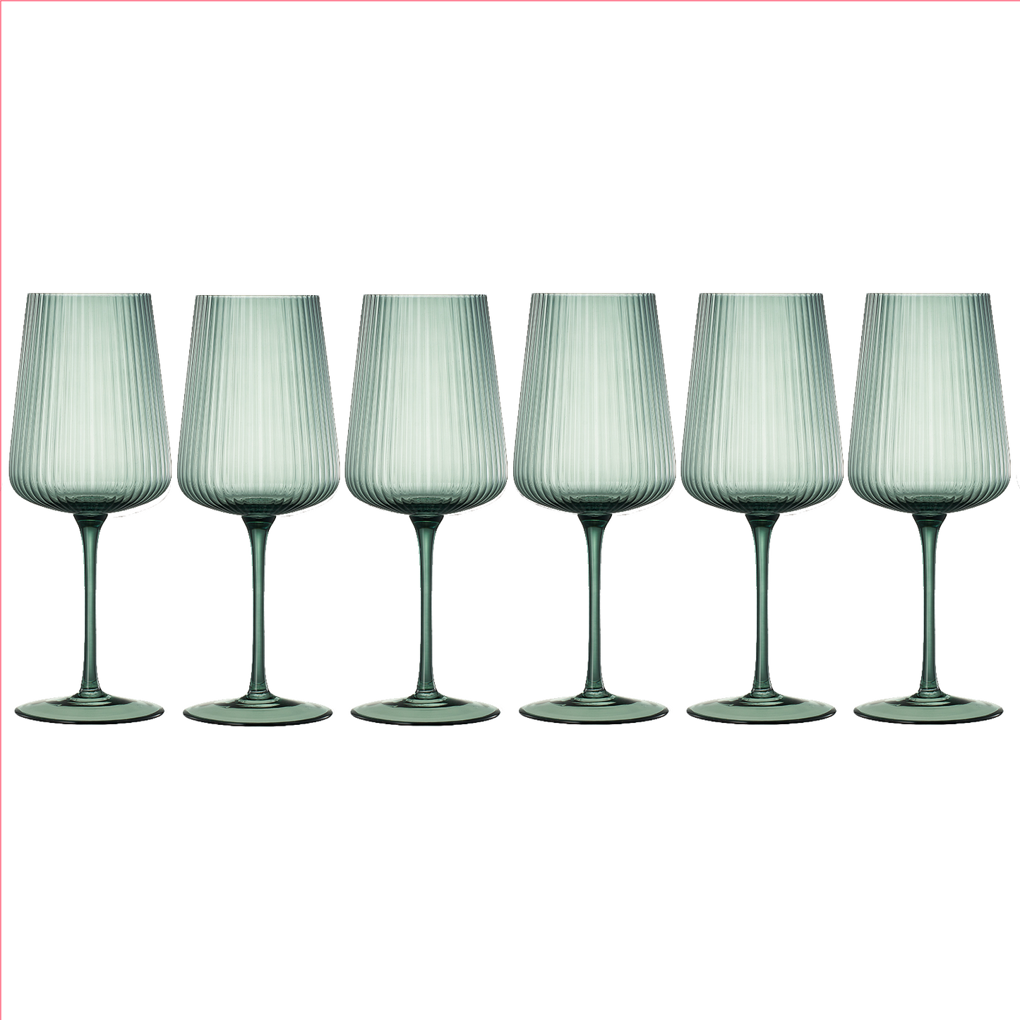 Tonal Ribbed Stemmed Wine Glasses Set of 6