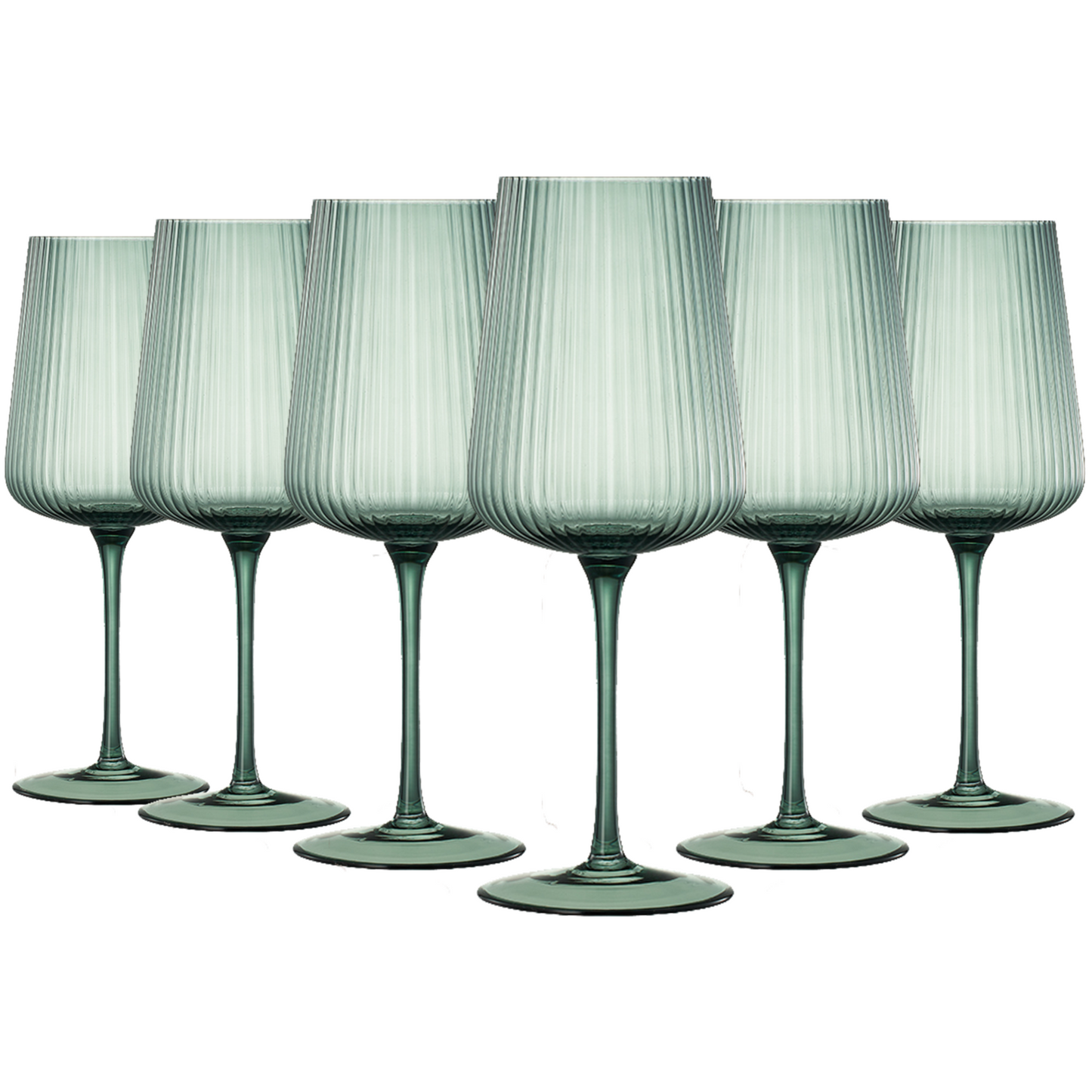 Tonal Ribbed Stemmed Wine Glasses Set of 6
