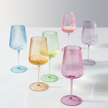 Monet Ribbed Stemmed Wine Glasses Set of Six