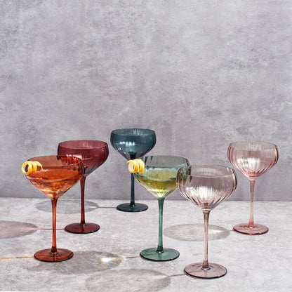 Tonal Tulip Champagne Coupe Cocktail Glasses