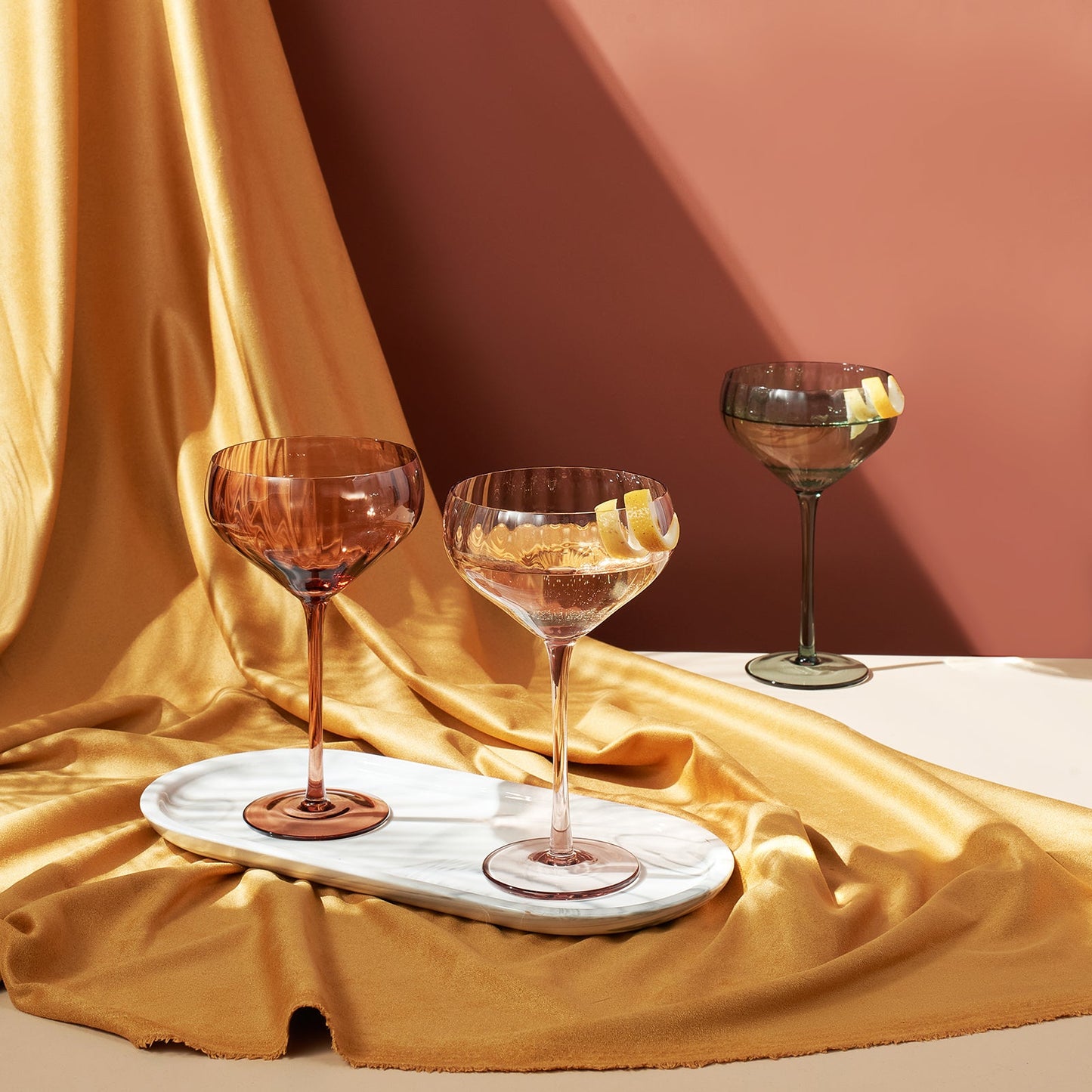 Tonal Tulip Champagne Coupe Cocktail Glasses