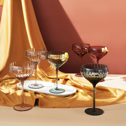 Tonal Tulip Champagne Coupe Cocktail Glasses