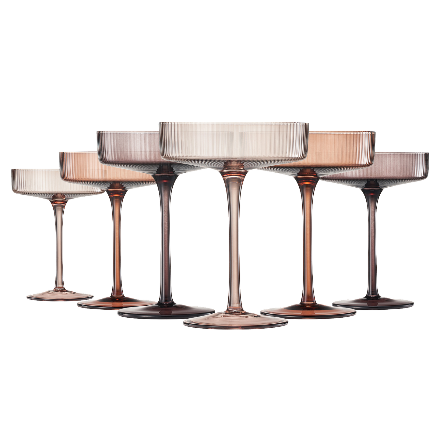 Venus Ribbed Champagne Coupe Cocktail Set of Six