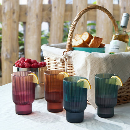 Eze Acrylic Ribbed Highball Glasses Set of Four