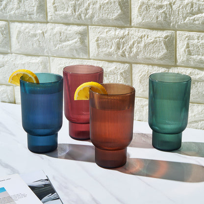 Eze Acrylic Ribbed Highball Glasses Set of Four