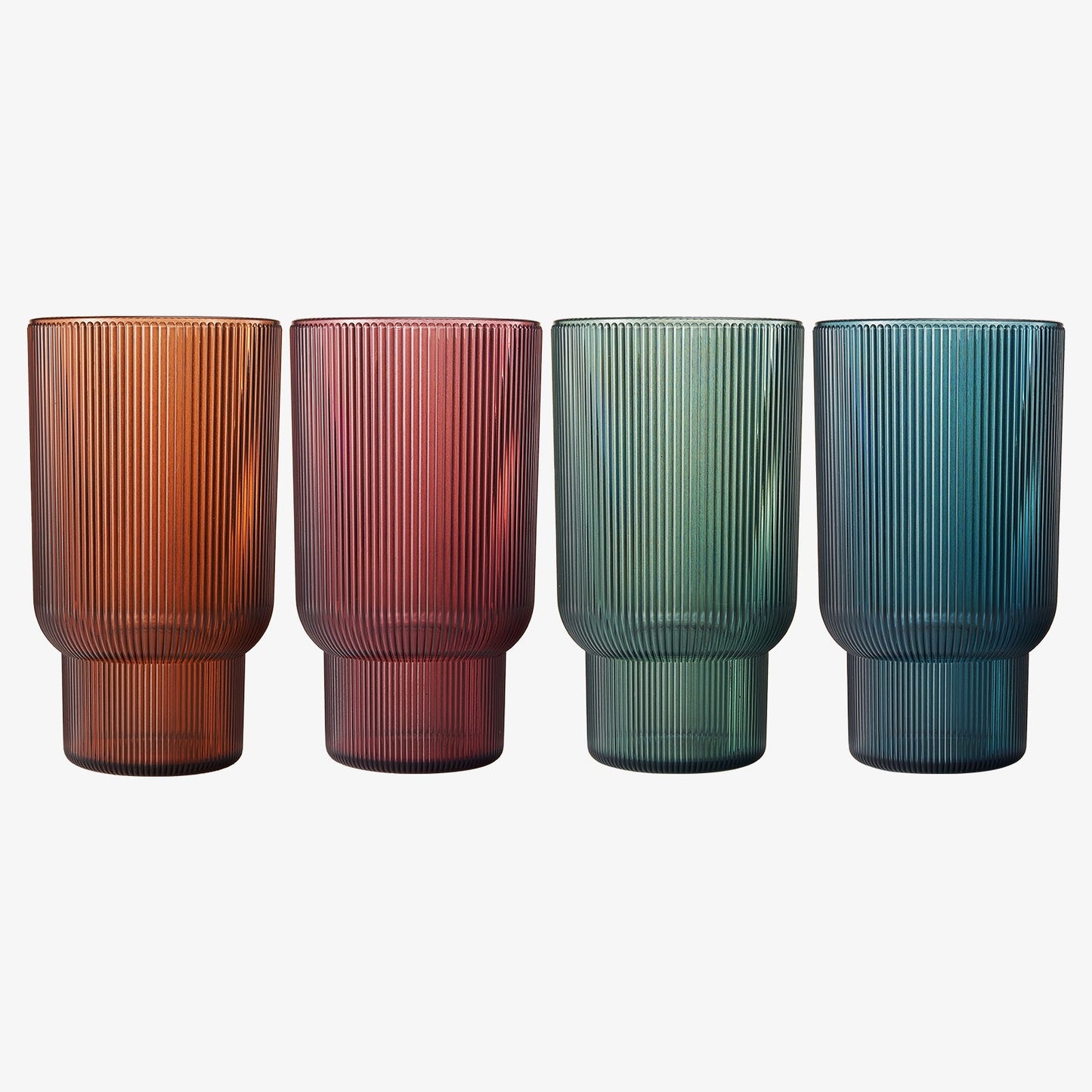Eze Acrylic Ribbed Highball Glasses Set of Four