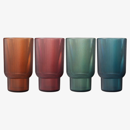 Eze Acrylic Ribbed Highball Glasses Set of Four