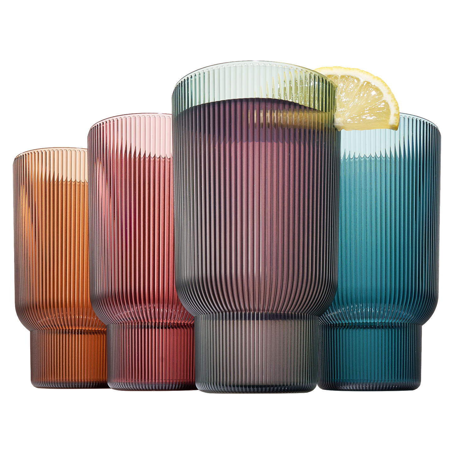 Eze Acrylic Ribbed Highball Glasses Set of Four