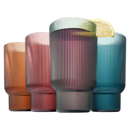 Eze Acrylic Ribbed Highball Glasses Set of Four