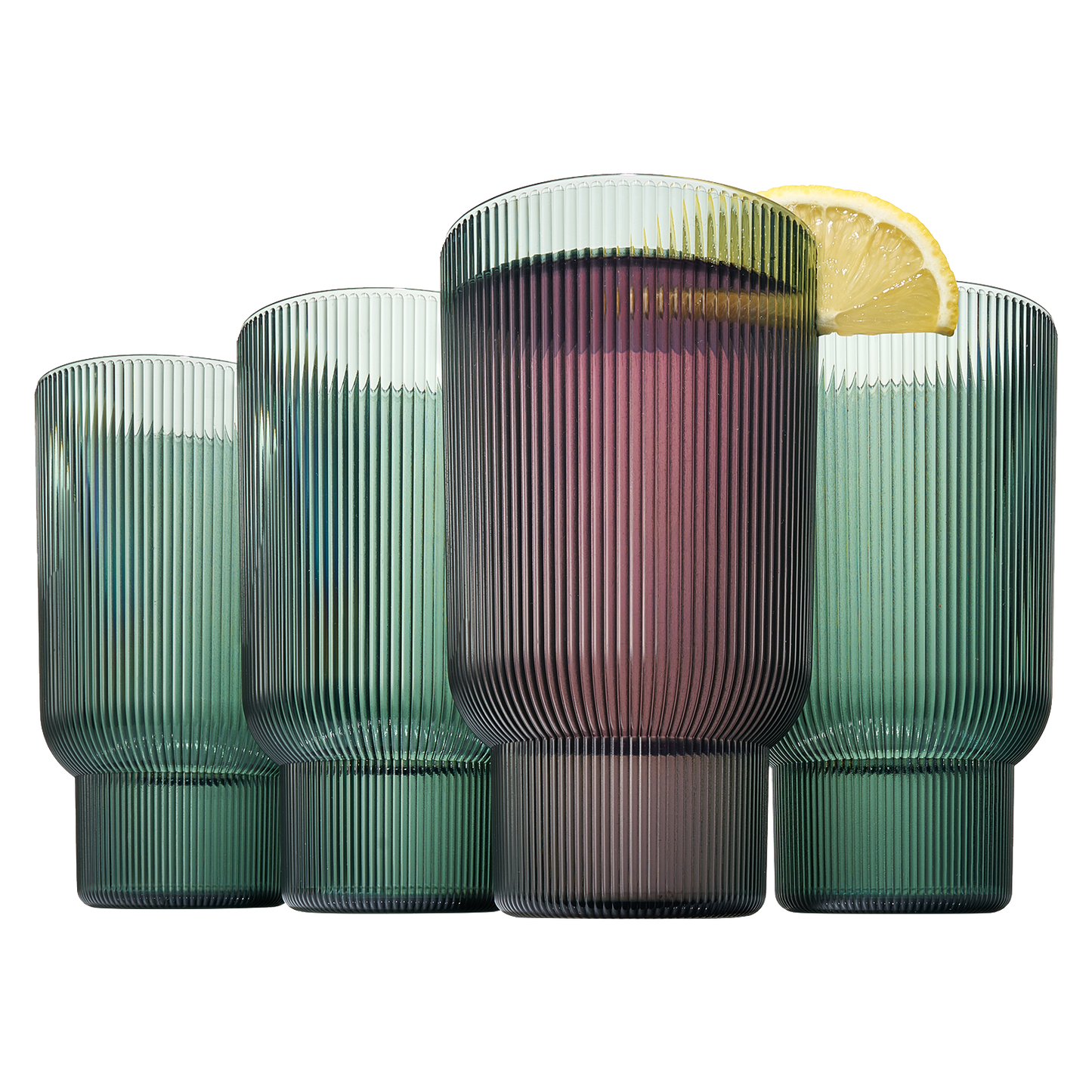 Eze Ribbed Acrylic Highball Glasses Set of 4