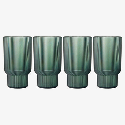 Eze Ribbed Acrylic Highball Glasses Set of 4